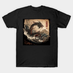 Ukiyo-e art dragon in the Wave Off Kanagawa T-Shirt